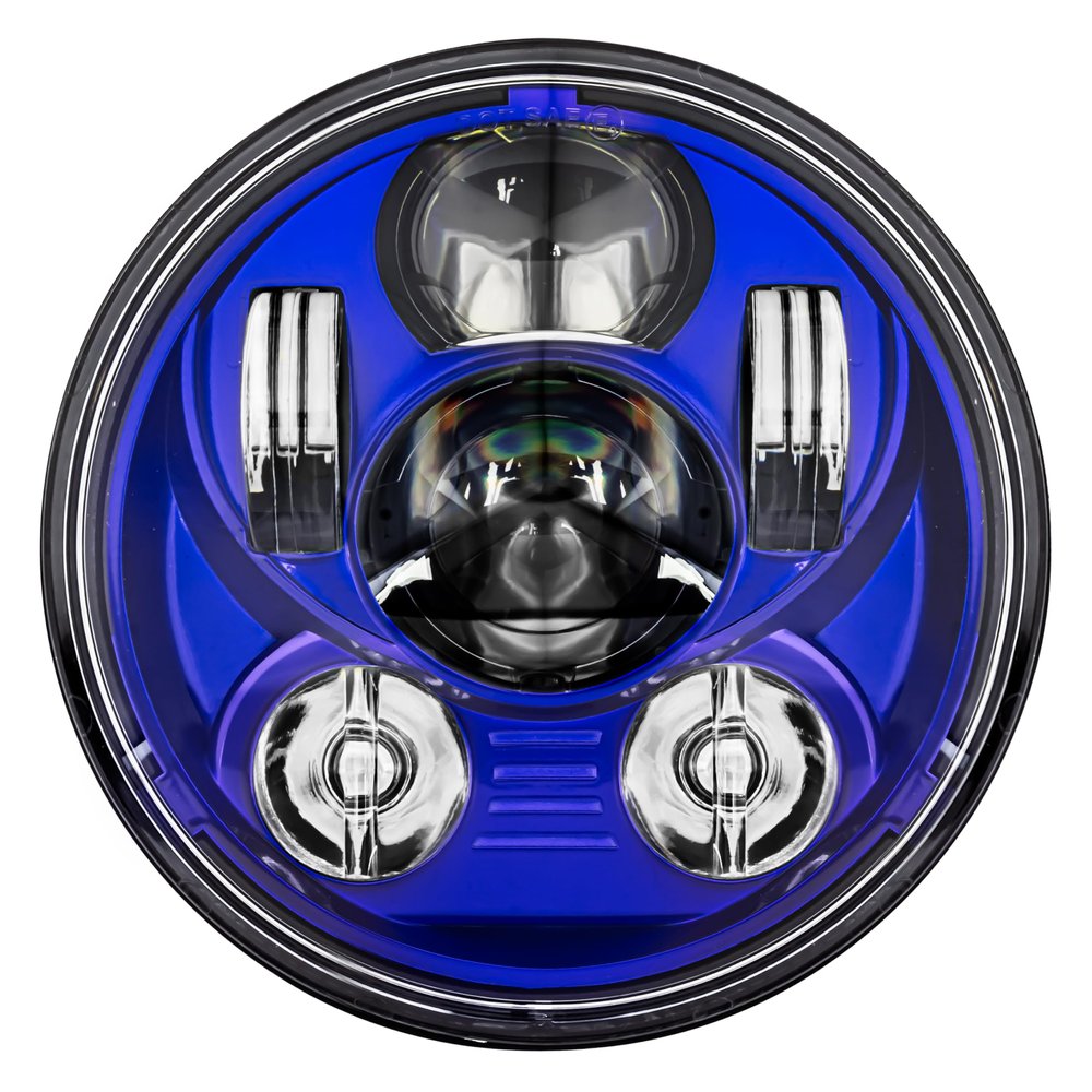 Eagle Lights 5.75 inch Blue LED Projection Headlight - Generation III for Harley Sportster, Indian Scout (Blue)