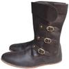Medieval Leather Boots Long 3 Buckle Hobnail Leather Sole Shoe ABS (Black, 11) view 1