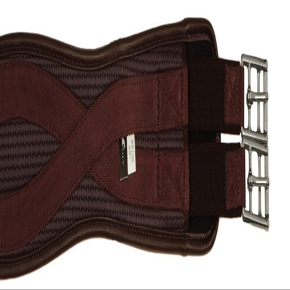 Horse Fare Products PVC Contoured English Girth with Double Elastic (Brown, 34")