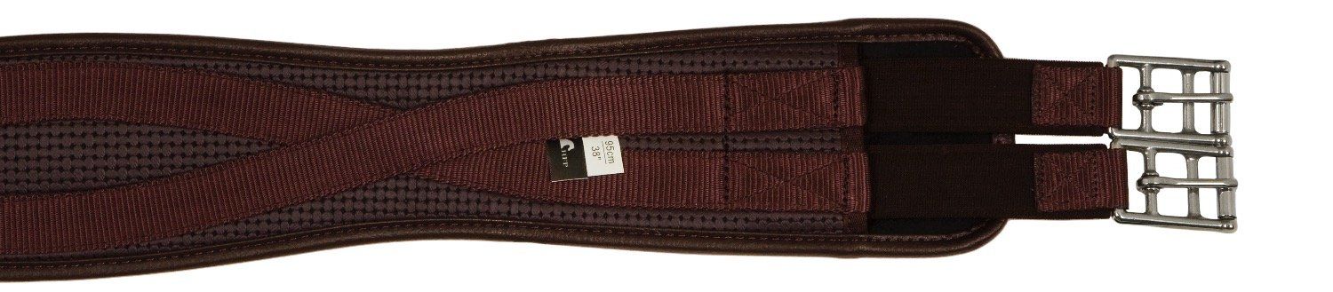 Horse Fare Products PVC Contoured English Girth with Double Elastic (Brown, 36")