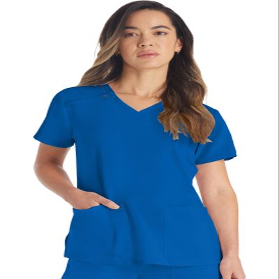 Dickies EDS Essentials Scrubs, V-Neck Womens Tops with Four-Way Stretch and Moisture Wicking Plus Size DK615, 2XL, Royal