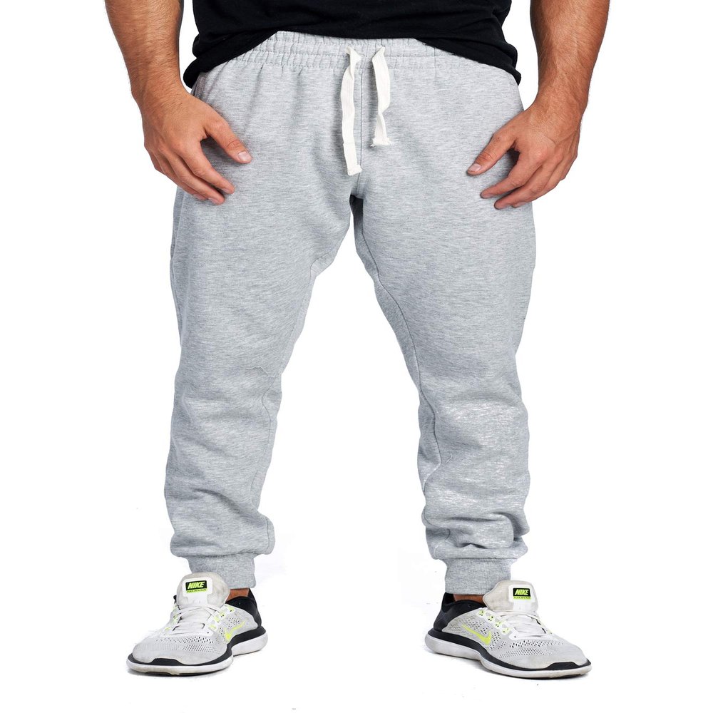 PROGO USA Men's Joggers Sweatpants Basic Fleece Marled Jogger Pant Elastic Waist (Medium, Heather Grey (Slanted Pocket))