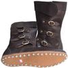 Medieval Leather Boots Long 3 Buckle Hobnail Leather Sole Shoe ABS (Black, 9) view 2