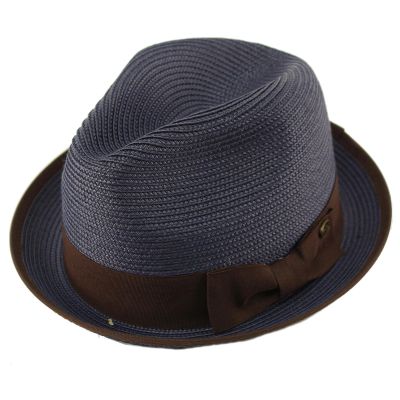Epoch Men's Classy Travel Crushable 2tone Derby Fedora Upturn Curl Brim Hat (as1, Alpha, s, m, Navy)