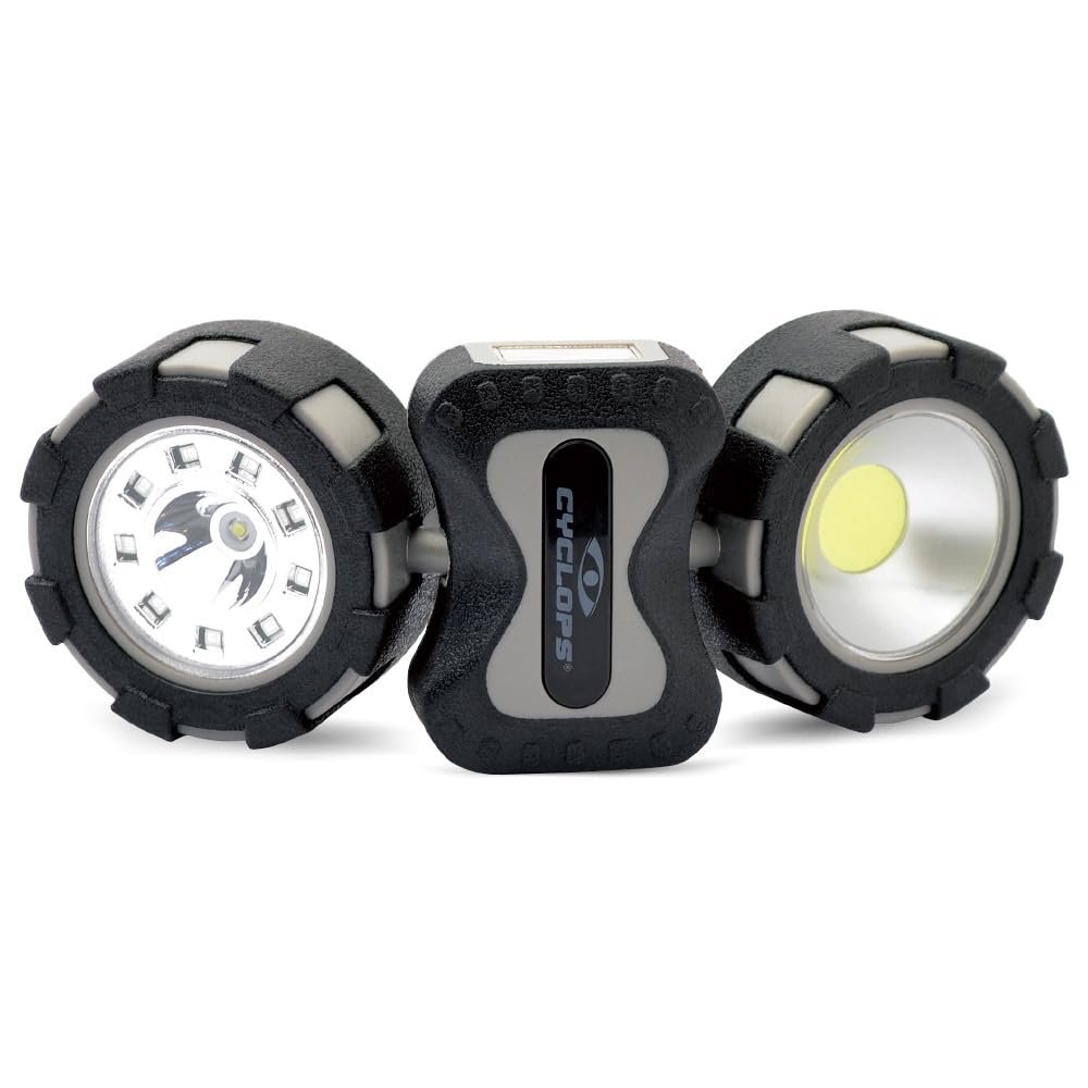 Cyclops Dual Cob Folding Utility Light with Magnets and Hanger | Powerful Multifunctional Adjustable Compact Portable Worklamp with Tri-Light