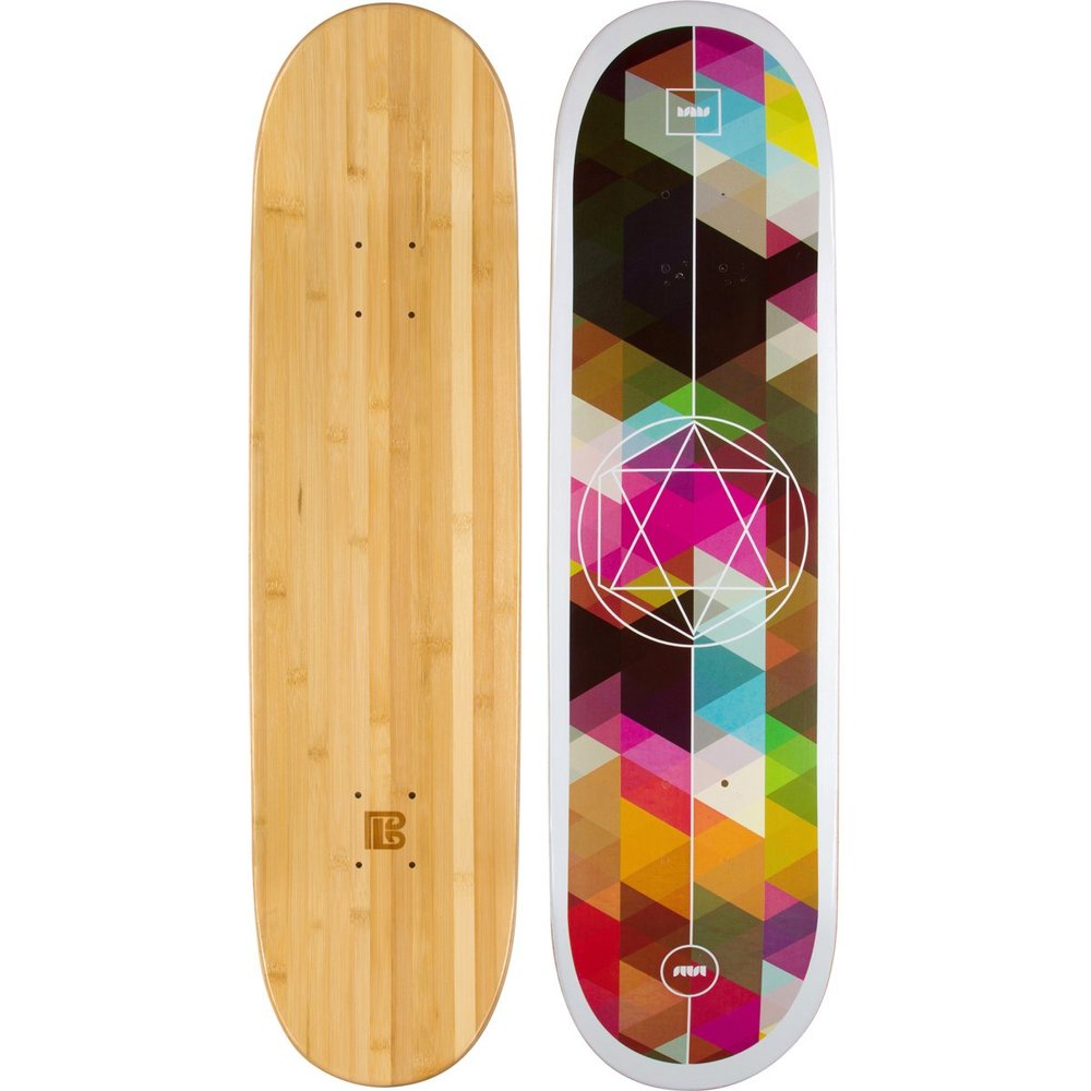 Bamboo Skateboards Geometricity Graphic Skateboard Deck Only - More Pop, Lasts Longer Than Maple, Eco Friendly 8.0