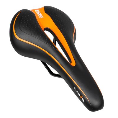 GORIX Bike Saddle Seat Comfortable Cushion with Rail Mountain Road Bicycle for Men and Women (GX-C19) (BlackOrange)