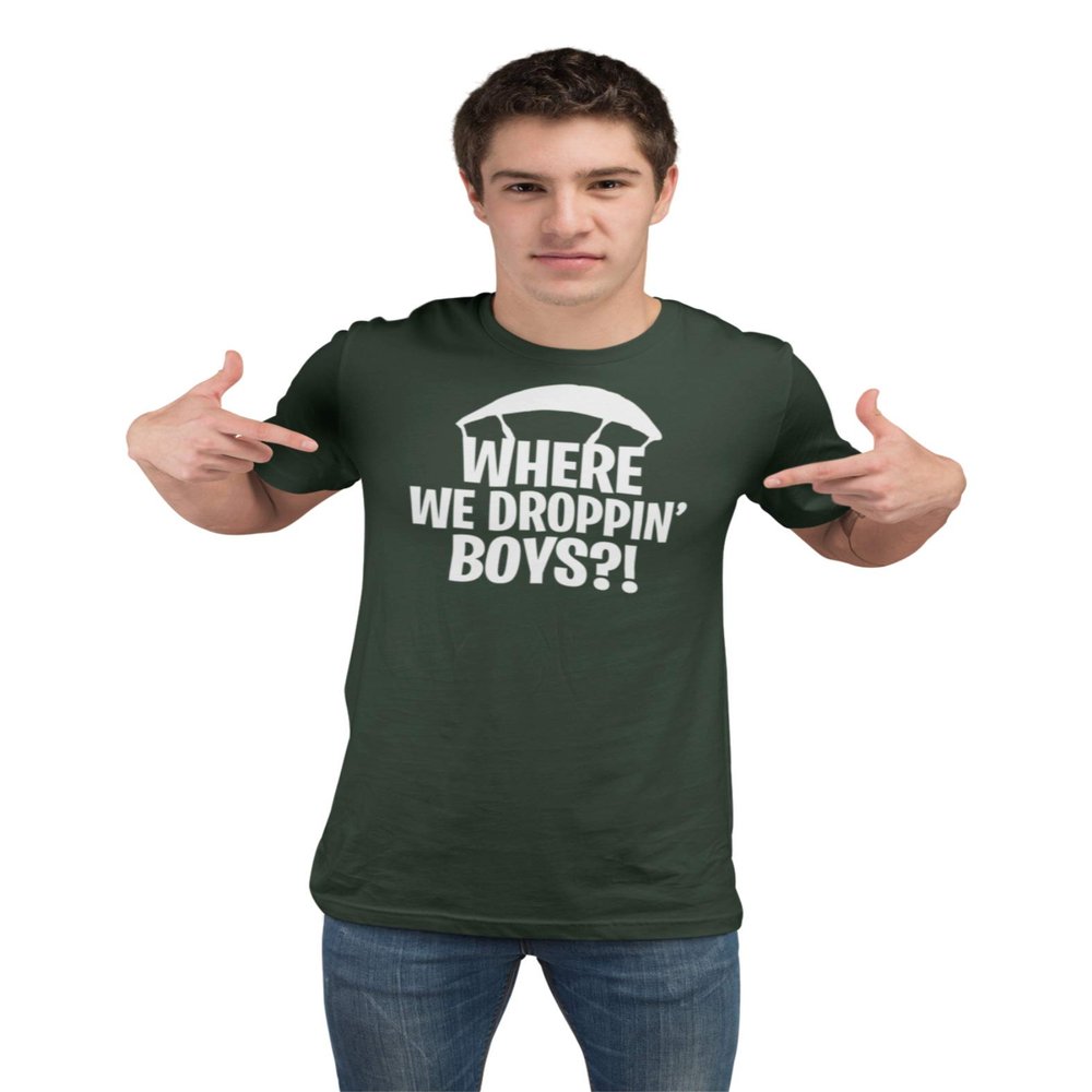 Go All Out X-Large Forest Green Adult Where We Dropping Boys T-Shirt