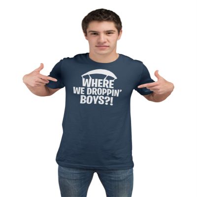 Go All Out Large Navy Blue Adult Where We Dropping Boys T-Shirt