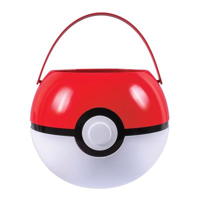 Disguise Pokeball Halloween Treat Pail, Official Candy Bucket Costume Accessory for Kids & Dcor, 7.5x7.5x11.4 inches