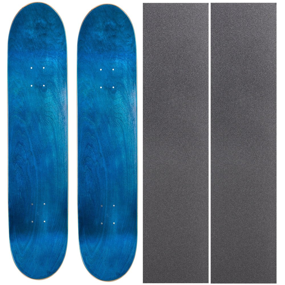 Cal 7 Pack of 2 Blank Maple Skateboard Decks with Grip Tape (8.25 Inch, Blue)