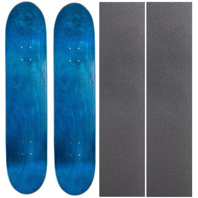 Cal 7 Pack of 2 Blank Maple Skateboard Decks with Grip Tape (7.75 Inch, Blue)