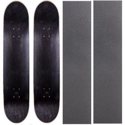 Cal 7 Pack of 2 Blank Maple Skateboard Decks with Grip Tape (7.75 Inch, Black)