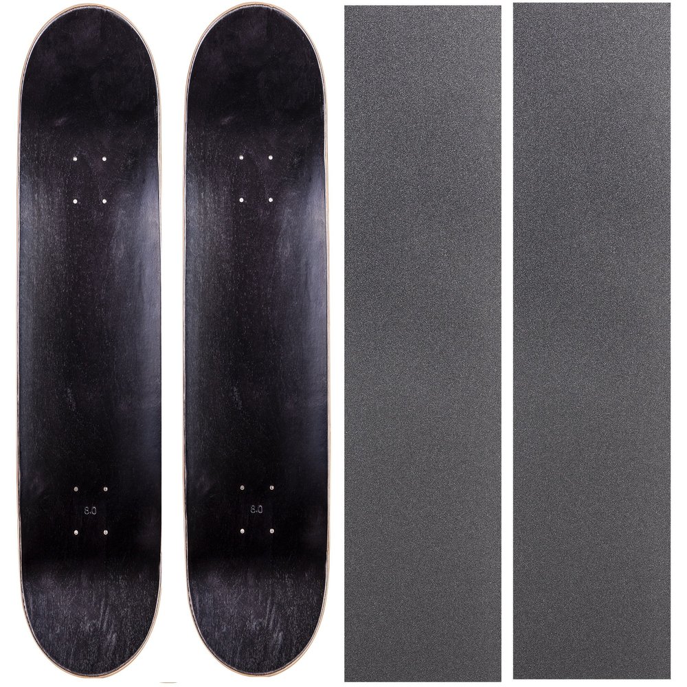 Cal 7 Pack of 2 Blank Maple Skateboard Decks with Grip Tape (7.75 Inch, Black)