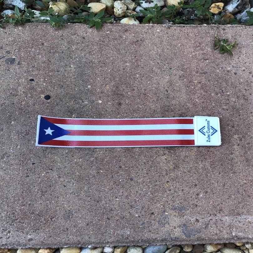 Zules Customs Custom Puerto Rican Strap for Evoshield Elbow or Leg Guard (White w/White/Blue Rubber end)