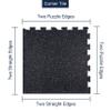 IncStores 8mm Thick Strong Rubber Interlocking Floor Tiles | Flexible Recycled Rubber for a Stronger and Safer Basement, Home Gym, Shed, or Trailer | Black, 1 Corner Tile view 3