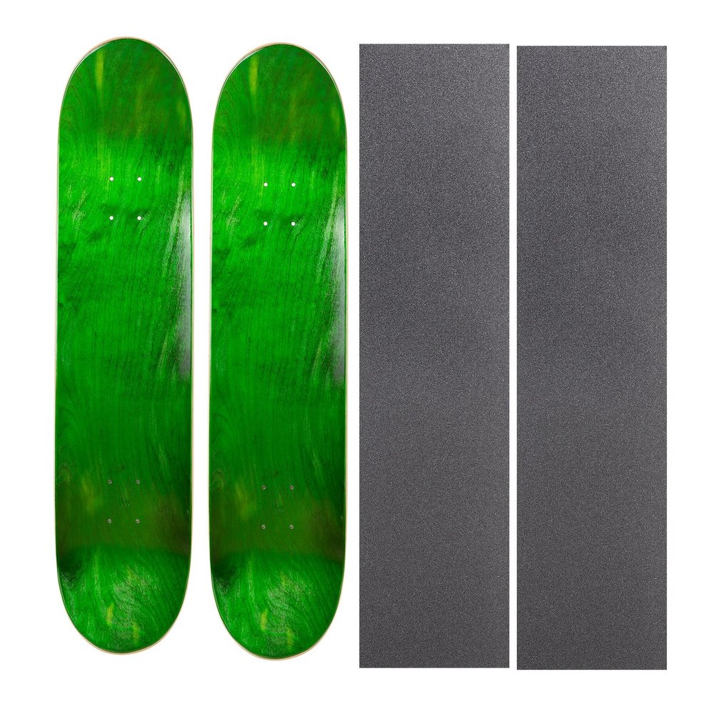 Cal 7 Pack of 2 Blank Maple Skateboard Decks with Grip Tape (8.25 Inch, Green)