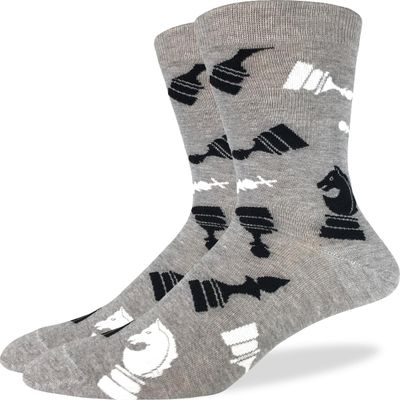Good Luck Sock Men's Chess Socks, Adult, Shoe Size 7-12