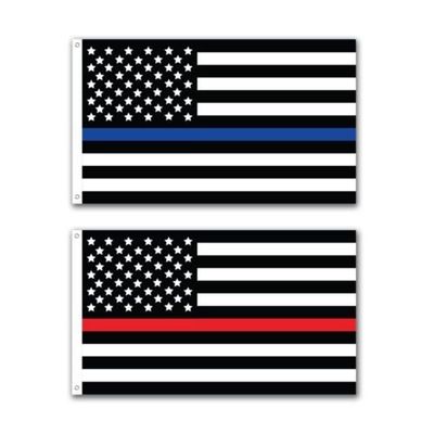 2 Pack Thin Blue Line Thin Red Line USA American Flag 3x5ft 3x5 grommets BEST Garden Outdor Decor polyester material FLAG PREMIUM Vivid Color and UV Fade Resistant