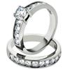 Marimor Jewelry 3.25 Carat Cubic Zirconia Stainless Steel 316 Engagement Wedding Ring Set Size 11 view 1