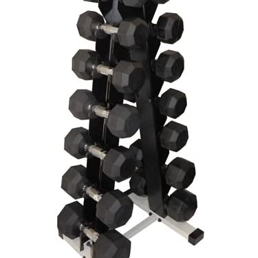 Ader Black Octagon Rubber Dumbbells Pair (5-50lb)