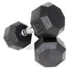 Ader Black Octagon Rubber Dumbbells Pair (5-50lb) view 2