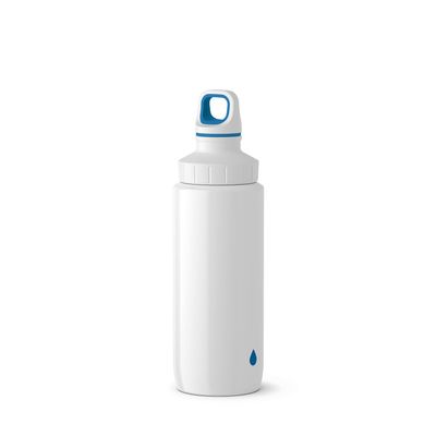 EMSA Light Steel 518355 Stainless Steel Drinking Bottle, 0.6 Litre, Screw Cap, Drop Blue
