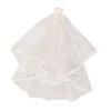 Drasawee Women Wedding 2 Tier Satin Edge Bat Type Elbow Length Veil With Comb Beige view 1