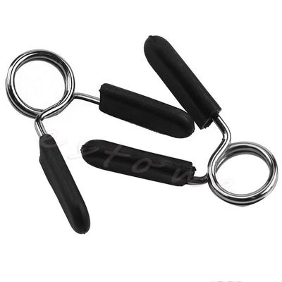 KOFUN 2 Pieces 25mm Barbell Gym Weight Bar Dumbbell Lock Clamp Spring Collar Clips Silver and Black