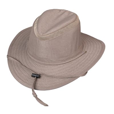 Broner Mens Streamside Poly/Nylon Blend Big Brim Sun Hat with Chincord Tan