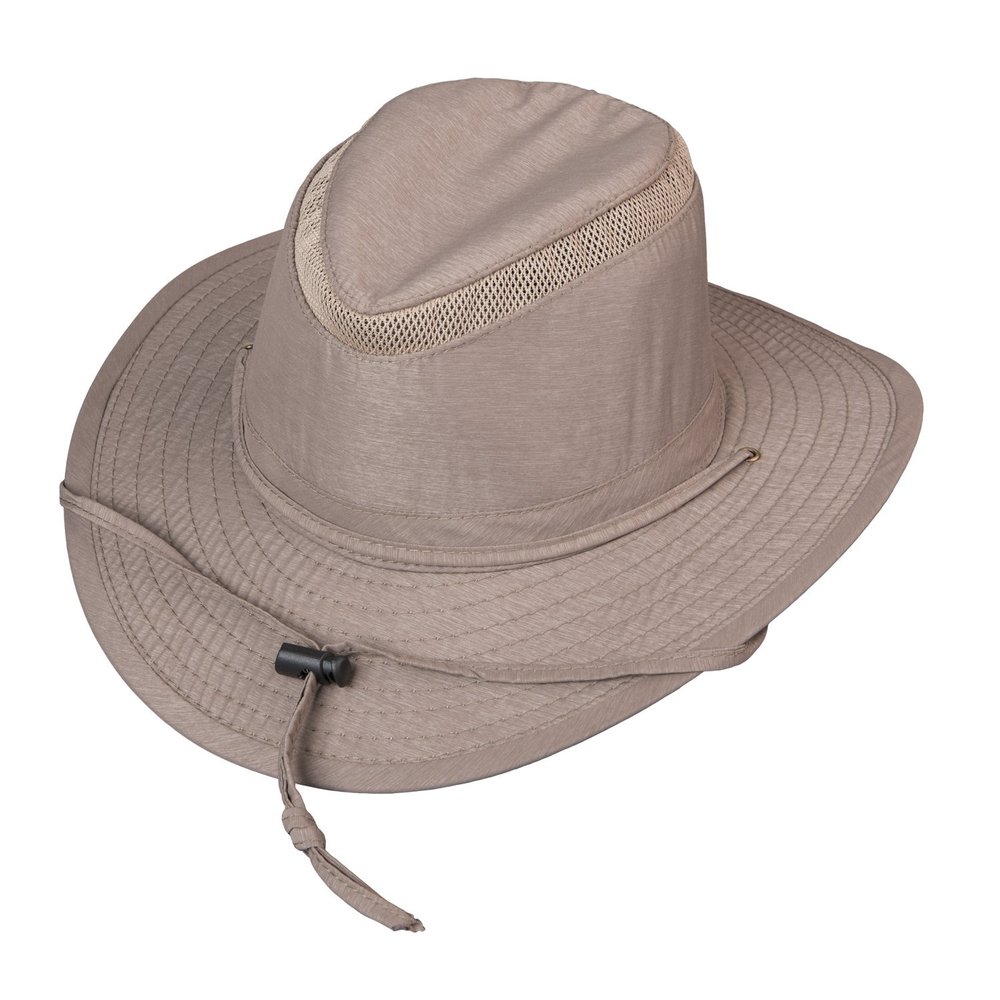 Broner Mens Streamside Poly/Nylon Blend Big Brim Sun Hat with Chincord Tan