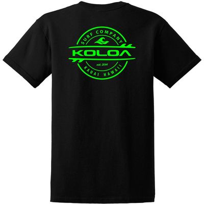Koloa Surf Company Thruster Logo Heavy Cotton Tee - 4XLT - Black/Green