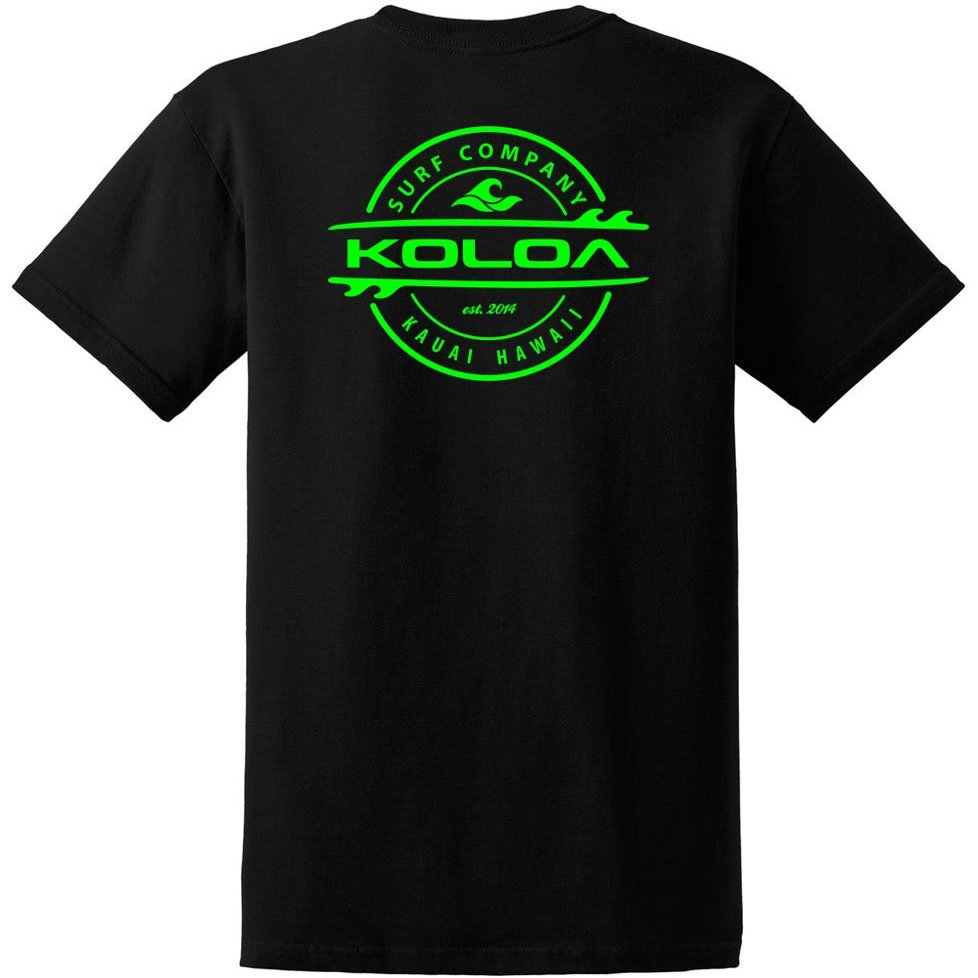 Koloa Surf Company Thruster Logo Heavy Cotton Tee - 4XLT - Black/Green