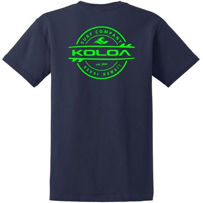 Koloa Surf Company Thruster Logo Heavy Cotton Tee - 4XLT - Navy/Green