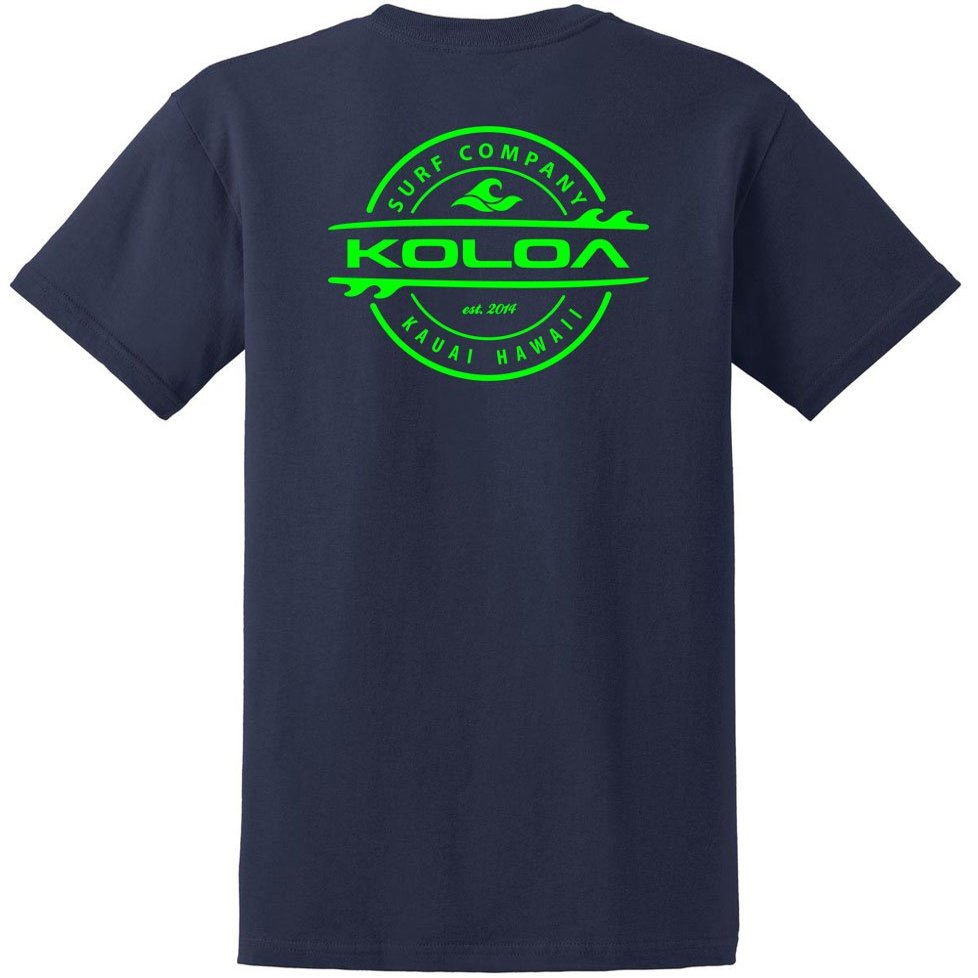 Koloa Surf Company Thruster Logo Heavy Cotton Tee - 4XLT - Navy/Green