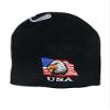 AES 8" U.S.A. USA American Bald Eagle Black Embroidered Beanie Skull Cap Hat 677 view 2