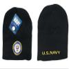 AES 8" US Military USN Emblem Military Black Embroidered Beanie Skull Cap Hat view 1