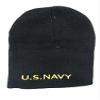 AES 8" US Military USN Emblem Military Black Embroidered Beanie Skull Cap Hat view 3
