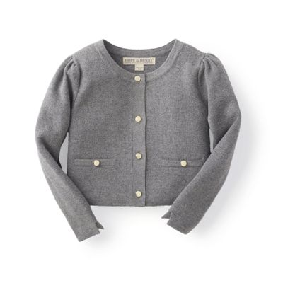 Hope & Henry Baby Girls' Milano Stitch Cardigan, 18-24 Months, Gray Heather