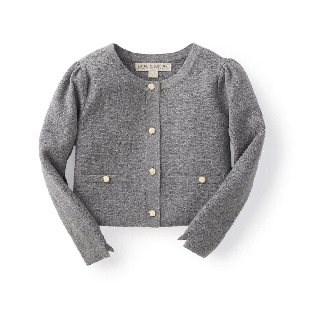 Hope & Henry Baby Girls' Milano Stitch Cardigan, 18-24 Months, Gray Heather