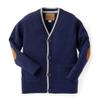 Hope & Henry Baby Boys' Organic Long Sleeve Tipped Cardigan Sweater, 6-12 Months, Navy with Light Gray