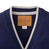 Hope & Henry Baby Boys' Organic Long Sleeve Tipped Cardigan Sweater, 6-12 Months, Navy with Light Gray view 4