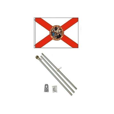 3x5 State of Florida Flag Aluminum Pole Kit Gold Ball Top 3x5 BEST Garden Outdor Decor polyester material FLAG PREMIUM Vivid Color and UV Fade Resistant