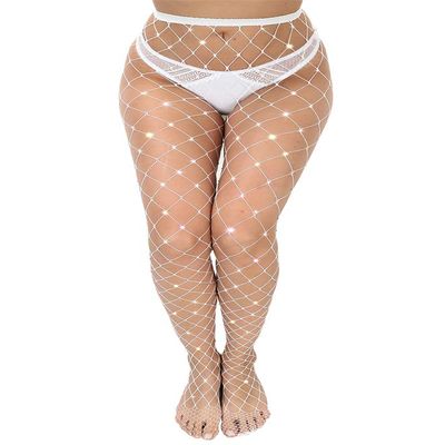 Hyperdim Sexy Jeweled Sparkly Diamond Fishnet Stockings High Waist Tights Shiny Rhinestone Sheer Pantyhose With Bling Crystals