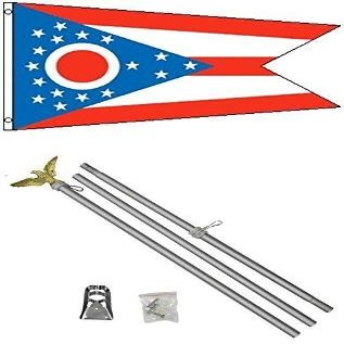 3x5 State of Ohio Flag Aluminum Pole Kit Set 3x5 BEST Garden Outdor Decor polyester material FLAG PREMIUM Vivid Color and UV Fade Resistant