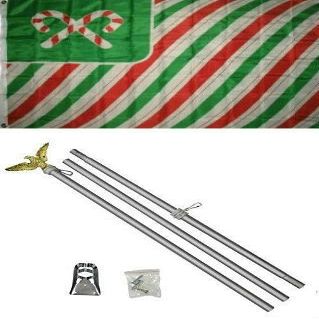 3x5 Merry Christmas Candy Cane Flag Aluminum Pole Kit Set 3x5 BEST Garden Outdor Decor polyester material FLAG PREMIUM Vivid Color and UV Fade Resistant