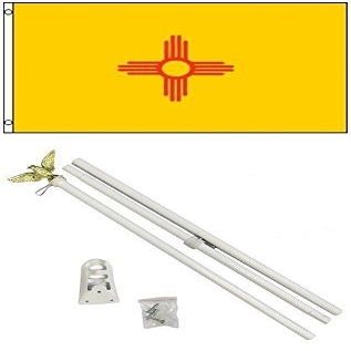 2x3 2x3 State of New Mexico Flag White Pole Kit Set BEST Garden Outdor Decor polyester material FLAG PREMIUM Vivid Color and UV Fade Resistant