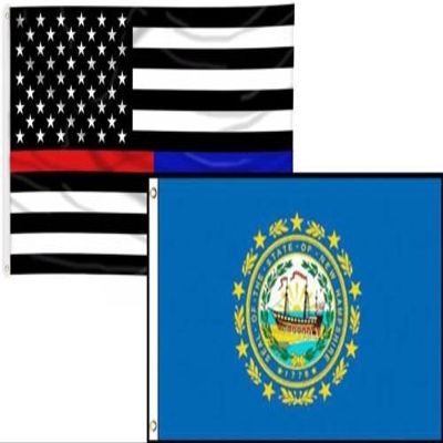 3x5 USA Thin Red Blue Line New Hampshire State 2 Flag Wholesale Set Combo 3x5 BEST Garden Outdor Decor polyester material FLAG PREMIUM Vivid Color and UV Fade Resistant