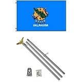 3x5 State of Oklahoma Flag Aluminum Pole Kit Set 3x5 BEST Garden Outdor Decor polyester material FLAG PREMIUM Vivid Color and UV Fade Resistant