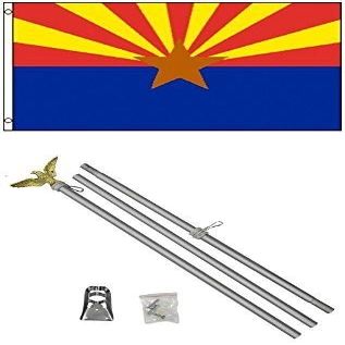 2x3 2x3 State of Arizona Flag Aluminum Pole Kit Set BEST Garden Outdor Decor polyester material FLAG PREMIUM Vivid Color and UV Fade Resistant